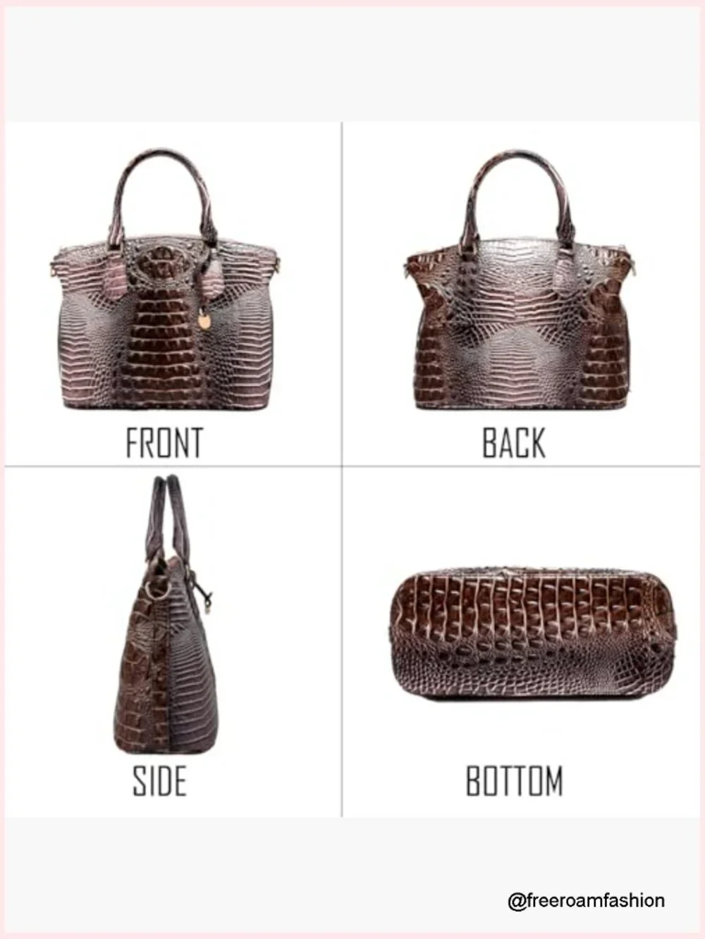 Satchel Tote Bag with Faux Croc Embossed Pattern, Crossbody, Laptop Fit